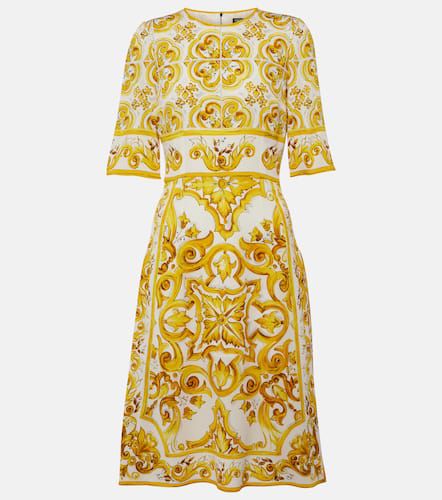 Robe midi Majolica en soie mélangée - Dolce&Gabbana - Modalova