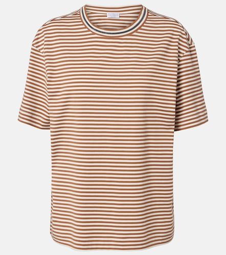 T-shirt oversize rayé en coton - Brunello Cucinelli - Modalova