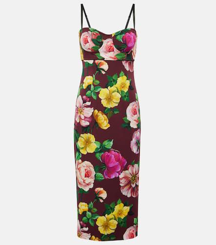 Robe midi en soie mélangée à fleurs - Dolce&Gabbana - Modalova