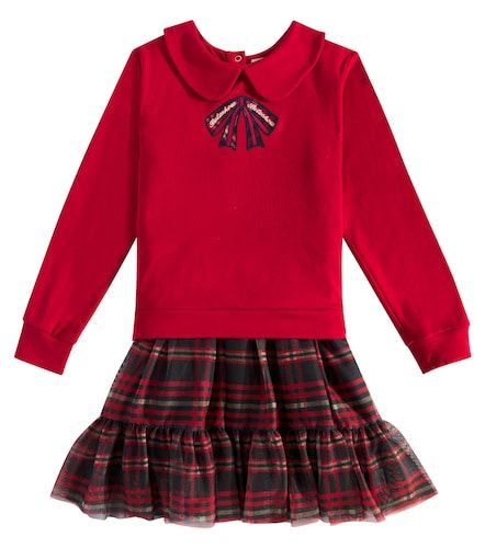Robe-pull brodée en coton et tulle - Patachou - Modalova