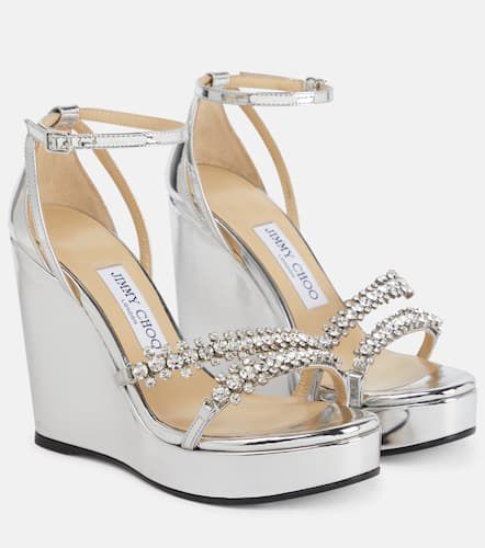 Sandales Bring Wedge 120 en cuir métallisé - Jimmy Choo - Modalova