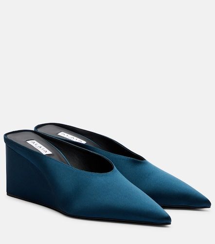 Alaïa Mules compensées Cube en satin - Alaia - Modalova