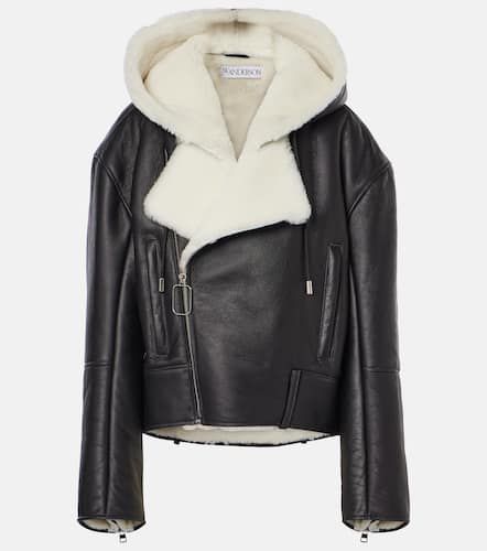 Veste à capuche en cuir et shearling - JW Anderson - Modalova