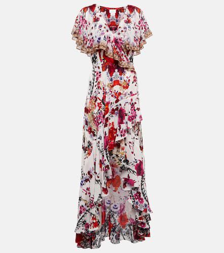 Robe portefeuille en soie à fleurs - Camilla - Modalova