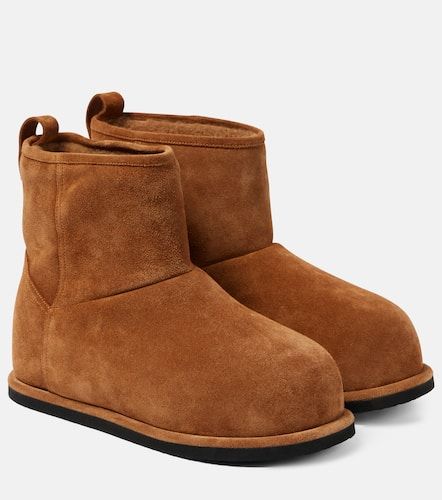 Bottines Heidi en daim et shearling - Amina Muaddi - Modalova