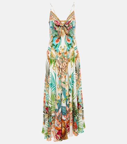 Robe longue en soie à ornements - Camilla - Modalova