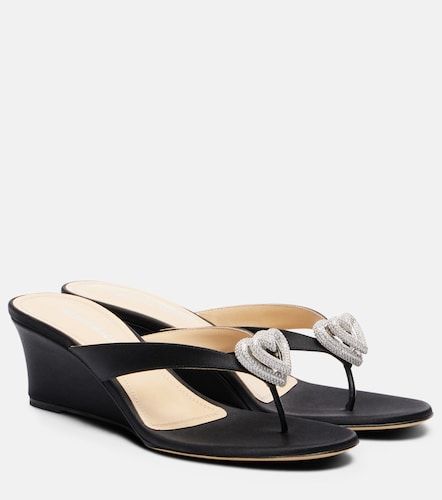 Mules compensées Double Heart en satin - Mach & Mach - Modalova