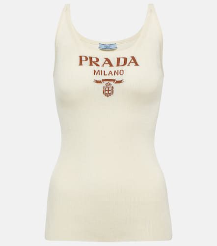 Prada Top en soie à logo - Prada - Modalova