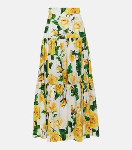 Jupe longue en coton à fleurs - Dolce&Gabbana - Modalova