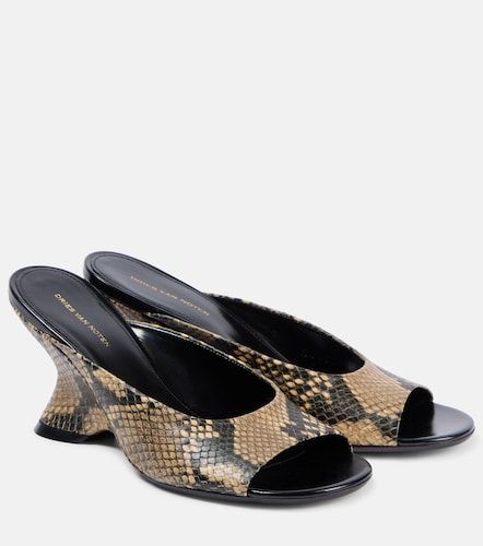 Mules en cuir embossé - Dries Van Noten - Modalova