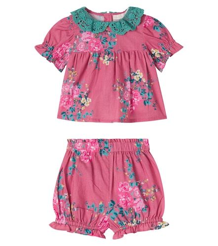 Bébé – Ensemble top et short en coton à fleurs - C'era Una Volta - Modalova