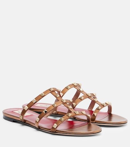 Mules Rockstud en cuir métallisé - Valentino Garavani - Modalova