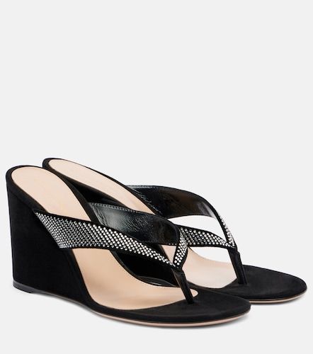 Mules compensées en daim à ornements - Gianvito Rossi - Modalova