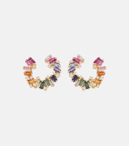 Boucles d'oreilles Rainbow en or 18 ct, diamants et saphirs - Suzanne Kalan - Modalova