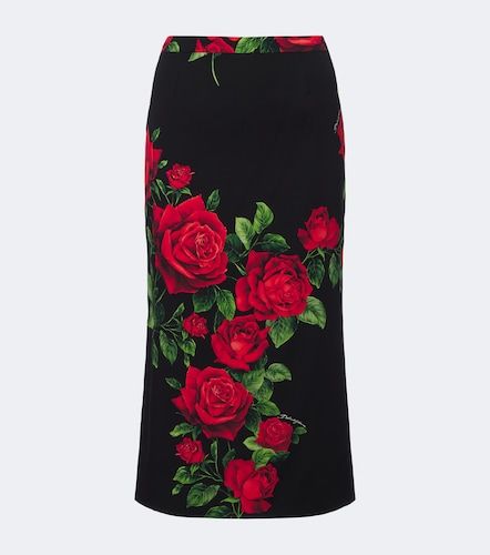 Jupe crayon en soie mélangée à fleurs - Dolce&Gabbana - Modalova