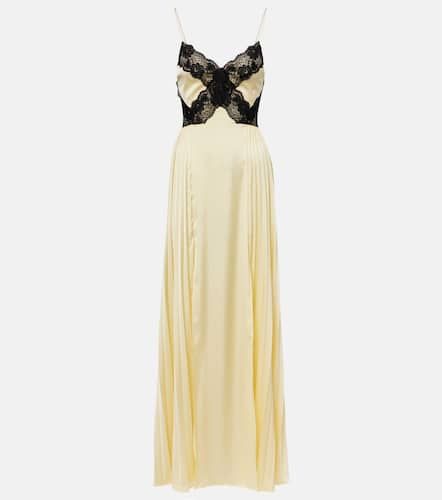 Robe longue en satin et dentelle - Self-Portrait - Modalova