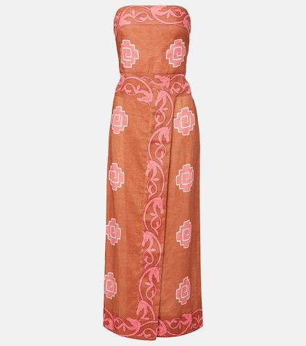 Robe midi brodée en lin - Johanna Ortiz - Modalova