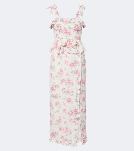 Robe midi en soie à fleurs - Alessandra Rich - Modalova