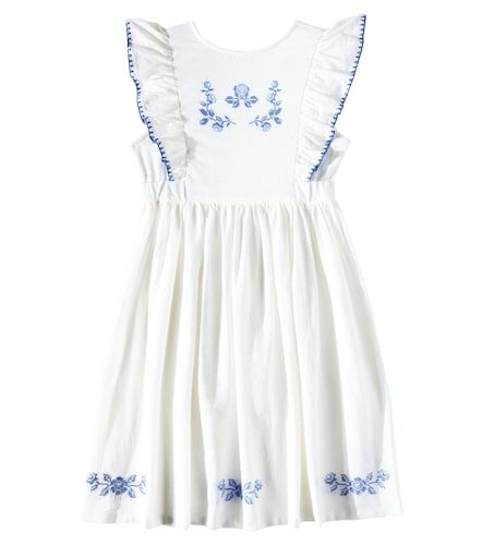 Robe Nina brodée en coton à fleurs - C'era Una Volta - Modalova
