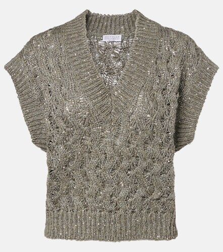 Pull sans manches en soie et lin mélangés - Brunello Cucinelli - Modalova