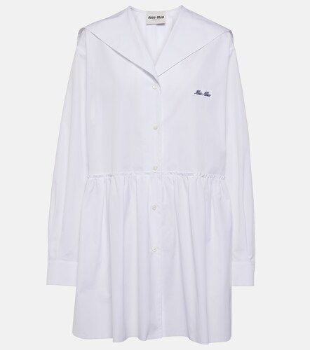Robe chemise en popeline de coton - Miu Miu - Modalova
