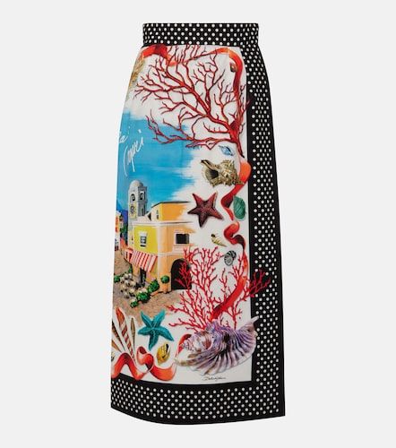 Jupe longue Capri en coton imprimé - Dolce&Gabbana - Modalova