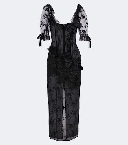 Robe midi en coton mélangé à dentelle - Alessandra Rich - Modalova