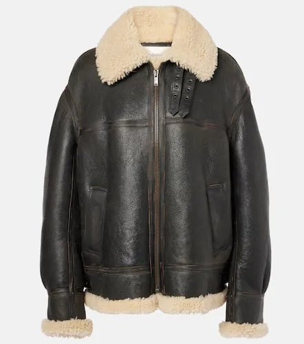 Veste en cuir et shearling - Saint Laurent - Modalova