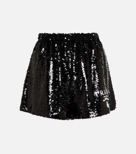 Short à taille haute en soie à sequins - Prada - Modalova