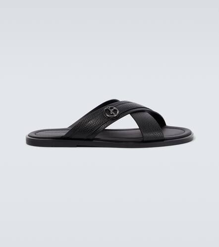 Mules en cuir à logo - Giorgio Armani - Modalova