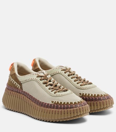 Chloé Baskets compensées Nama à finitions en cuir et daim - Chloe - Modalova