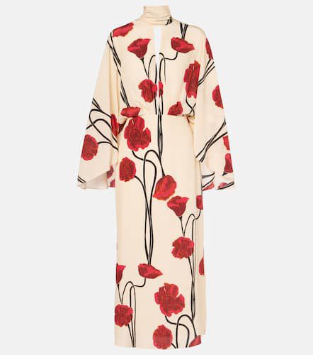 Robe longue en soie à fleurs - Johanna Ortiz - Modalova