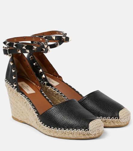Espadrilles compensées Rockstud Double en cuir - Valentino Garavani - Modalova
