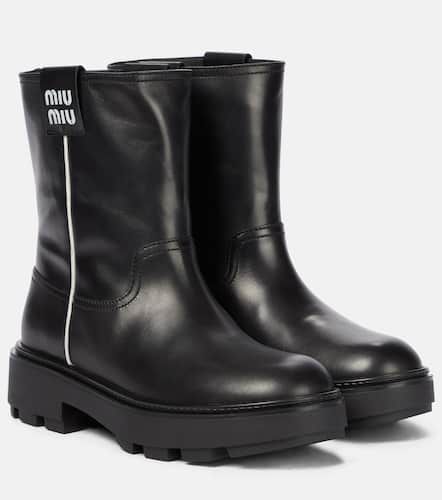 Miu Miu Bottines motardes en cuir - Miu Miu - Modalova