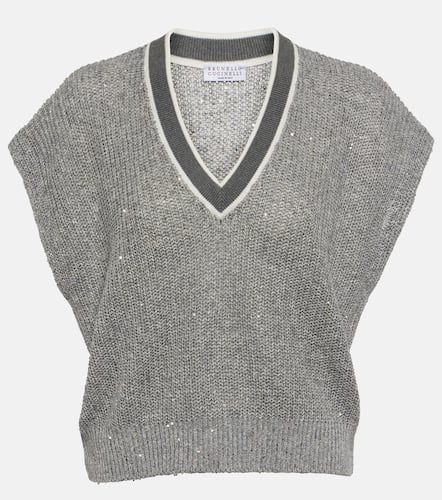 Pull sans manches en lin mélangé - Brunello Cucinelli - Modalova