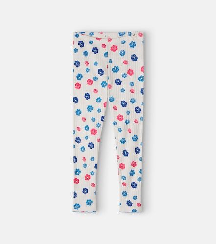 Legging en pointelle de coton à fleurs - Mini Rodini - Modalova
