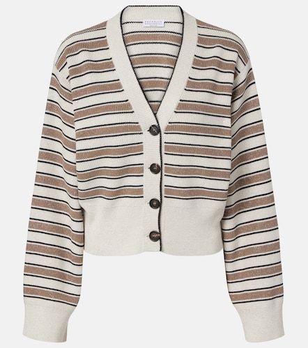 Cardigan rayé en coton mélangé - Brunello Cucinelli - Modalova
