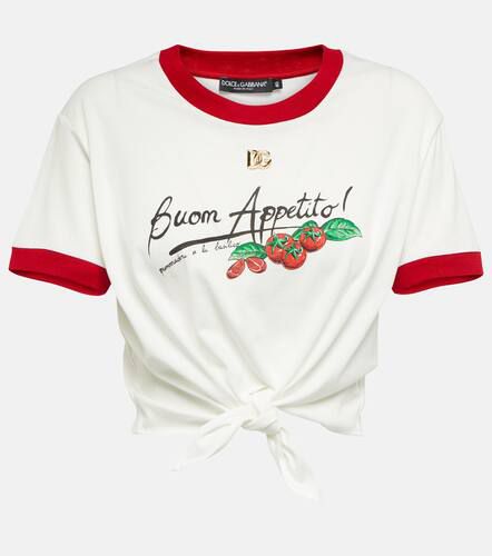 T-shirt raccourci imprimé en coton - Dolce&Gabbana - Modalova