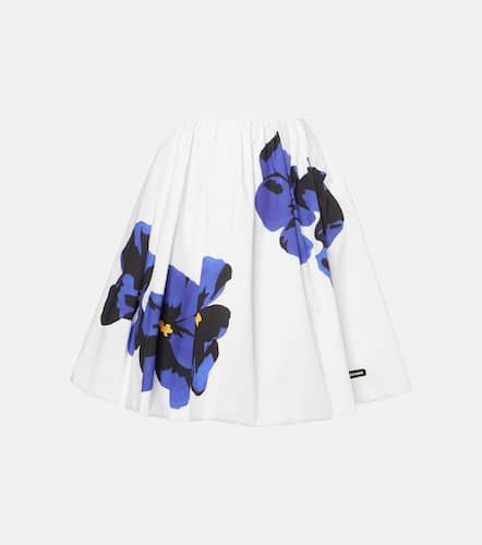 Jupe midi en coton à fleurs - Miu Miu - Modalova