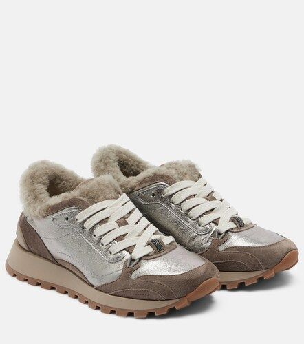 Baskets Monili en cuir et shearling - Brunello Cucinelli - Modalova