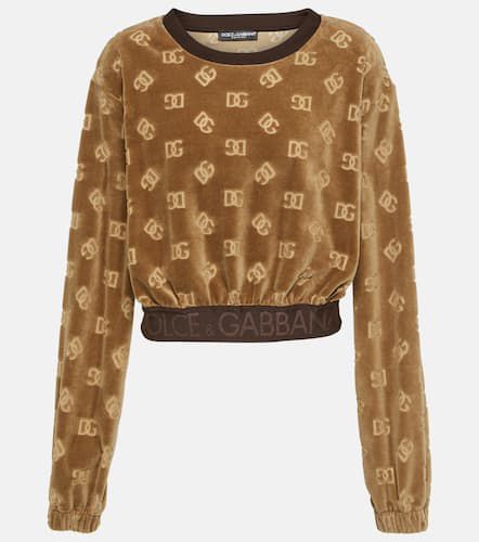 Sweat-shirt raccourci imprimé en coton à logo - Dolce&Gabbana - Modalova