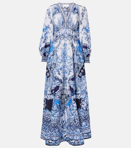 Robe longue imprimée en lin et soie - Camilla - Modalova