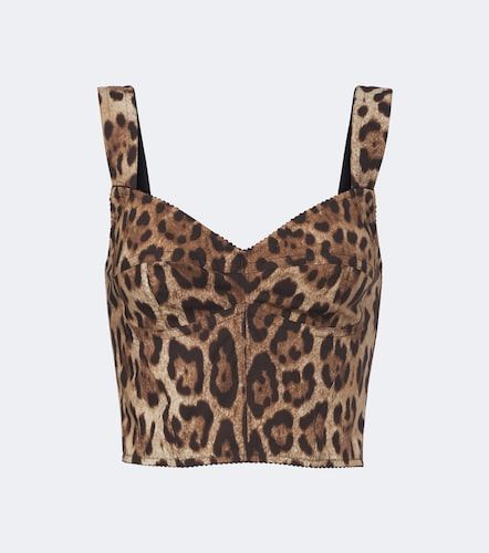 Top bustier en coton mélangé à imprimé léopard - Dolce&Gabbana - Modalova