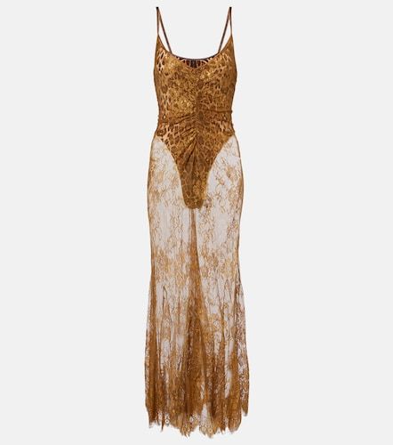 Robe longue en dentelle et soie - Jacques Wei - Modalova