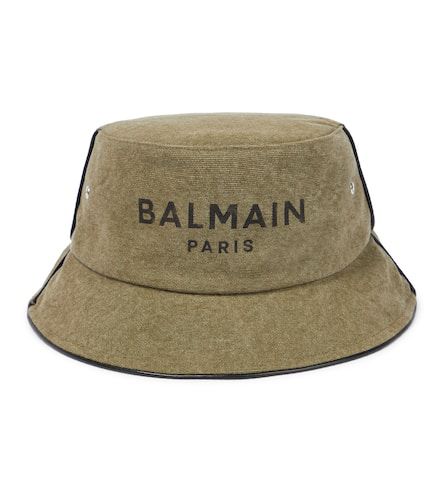 Chapeau bob en toile et cuir - Balmain - Modalova