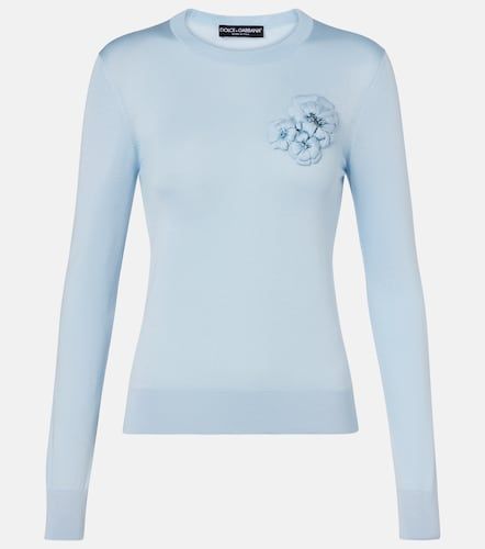Pull en soie à fleurs - Dolce&Gabbana - Modalova