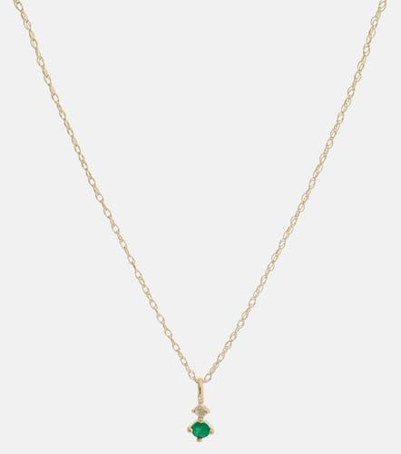 Choker Tiny Emerald Goddess en or 14 ct, émeraude et diamants - Stone and Strand - Modalova