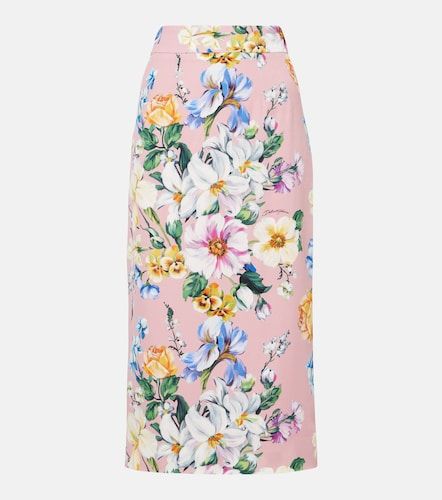 Jupe crayon en soie mélangée à fleurs - Dolce&Gabbana - Modalova