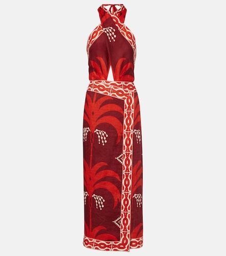 Robe midi imprimée en lin - Johanna Ortiz - Modalova