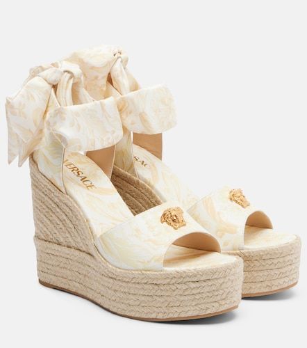 Espadrilles compensées 120 en cuir - Versace - Modalova